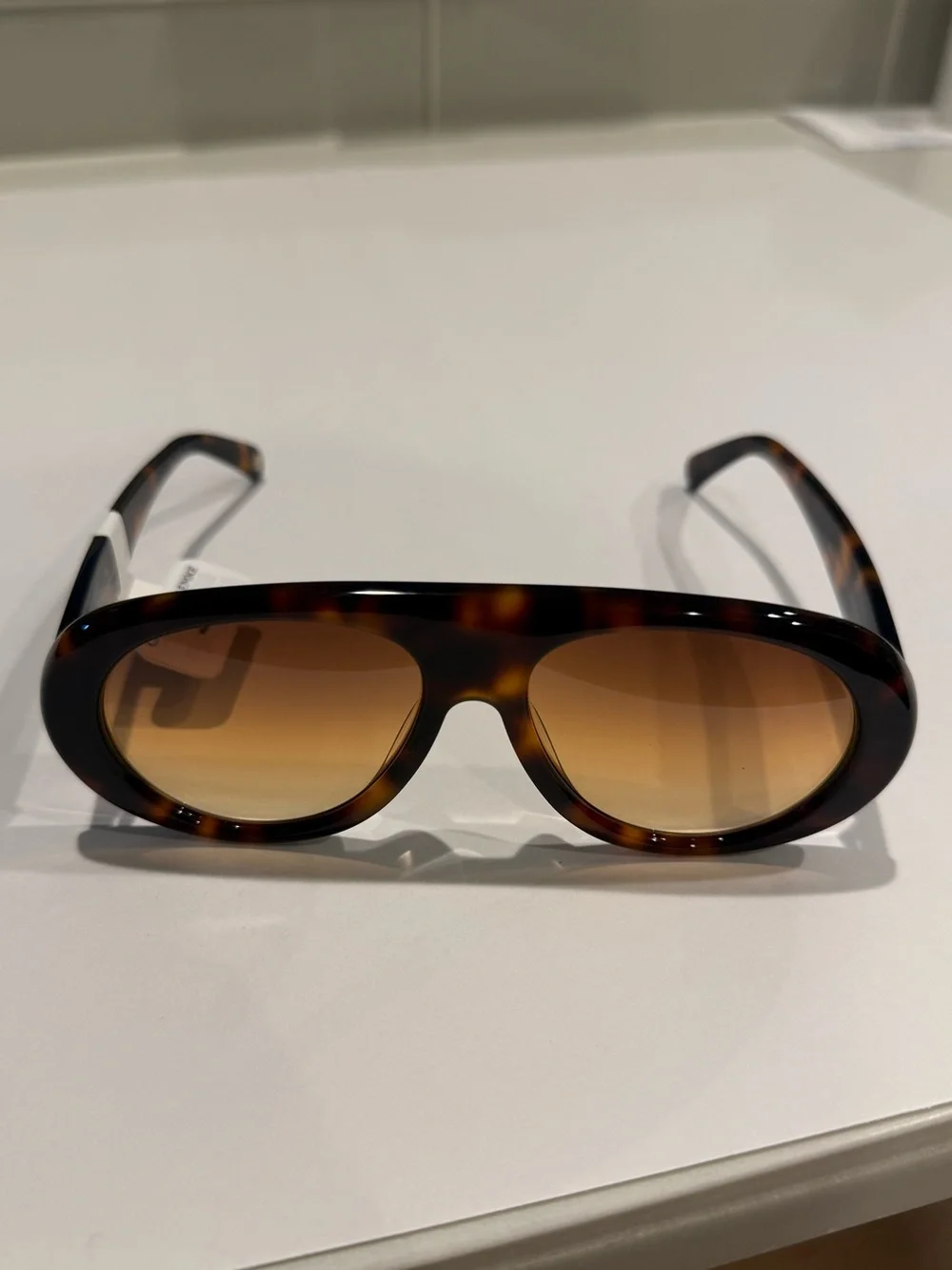 NEW Carolina Lemke Brown Oversized Gloss Demi Sunglasses Boho Celeb Style